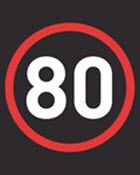 Speed limit sign showing 80km/h